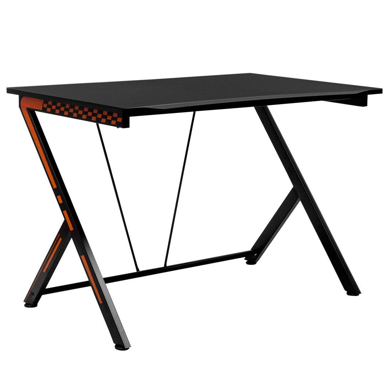 Black Metal and MDF Computer Desk with Storage Shelves and Holder
